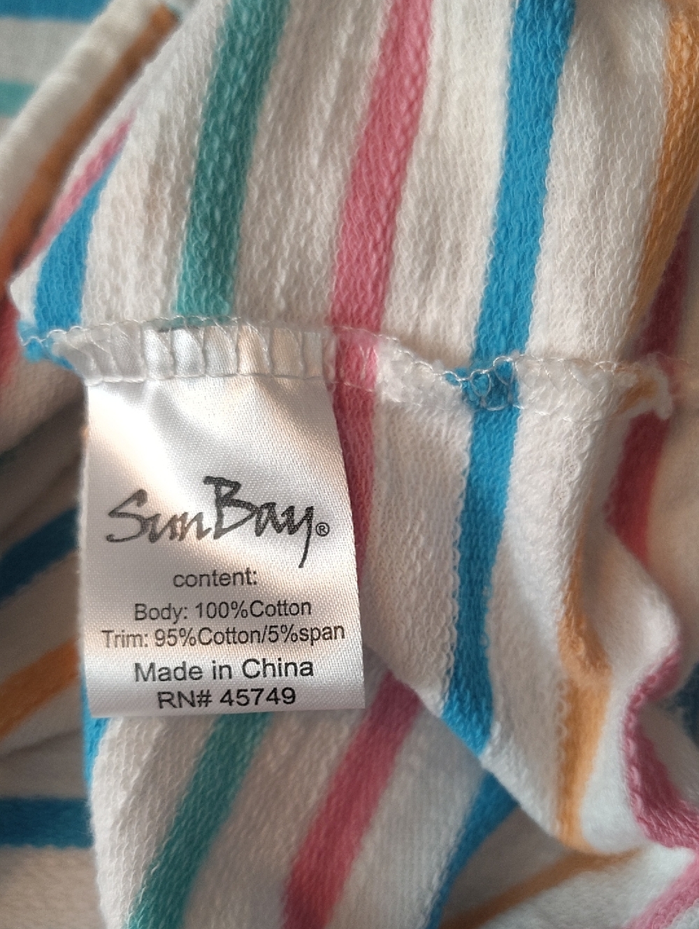 Sun Bay Cotton Striped Pastel Drawstring Beach Cover Up/Tunic Front Pockets - Picture 9 of 9